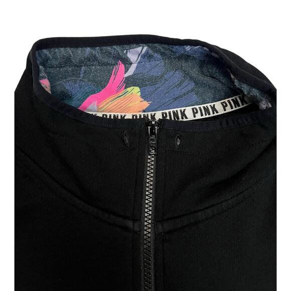 Victoria’s Secret PINK Quarter-Zip Black Pullover Sweatshirt - Size M - Pockets - Picture 11 of 15